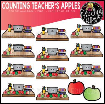 Counting Teacher's Apples Clip Art Set {Educlips Clipart}