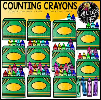 Counting Crayons Clipart Set {Educlips Clipart}