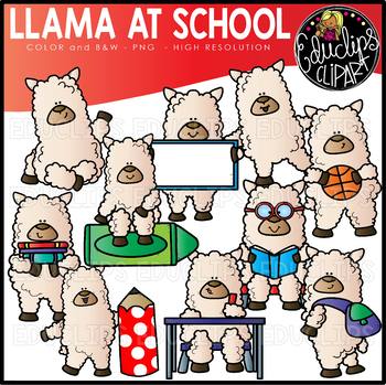 Llama At School Clip Art Set {Educlips Clipart}