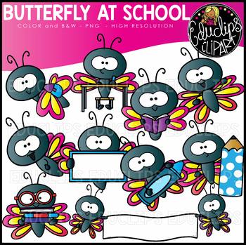Butterfly At School Clip Art Set {Educlips Clipart}