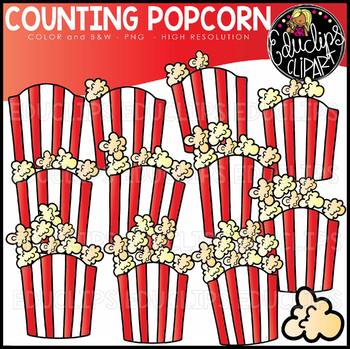 Counting Popcorn Clipart Set {Educlips Clipart}