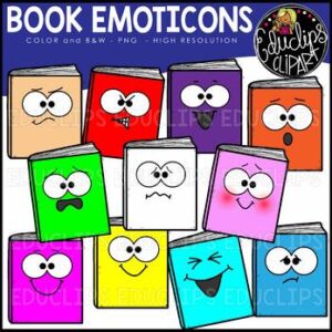 Book Emoticons Clip Art Set {Educlips Clipart}