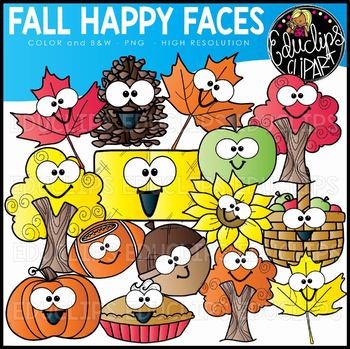 Fall/Autumn Time Happy Faces Clip Art Set {Educlips Clipart}