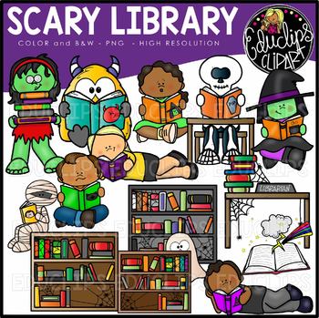 Scary Library Clip Art Set {Educlips Clipart}