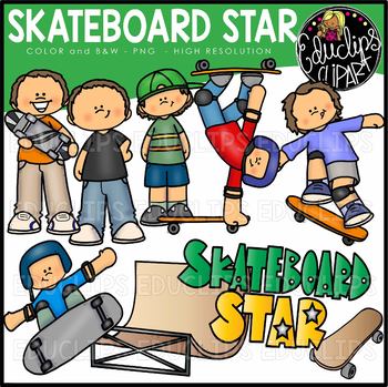 Skateboard Star Clip Art Set {Educlips Clip Art}