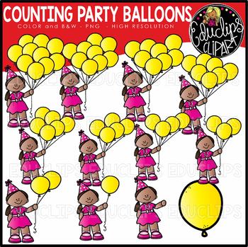 Counting Party Balloons Clipart Set {Educlips Clipart}