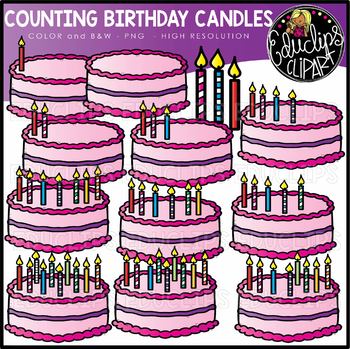 Counting Birthday Candles Clipart Set {Educlips Clipart}