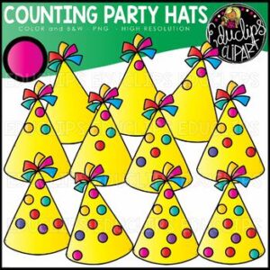 Counting Party Hats Clipart Set {Educlips Clipart}