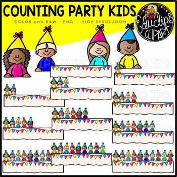 Counting Party Kids Clipart Set {Educlips Clipart}
