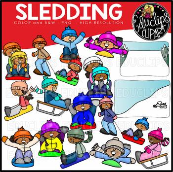 Sledding Clip Art Set {Educlips Clipart}