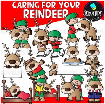 Caring For Your Reindeer Clip Art Set {Educlips Clipart}