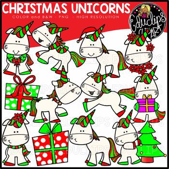 Christmas Unicorns Clip Art Set {Educlips Clipart}