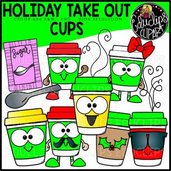 Holiday Take Out Cups Clip Art Set {Educlips Clipart}