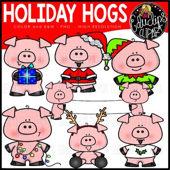 Holiday Hogs Clip Art Mini Set {Educlips Clipart}