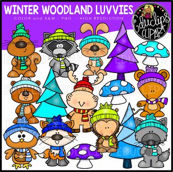 Winter Woodland Luvvies Clip Art Set {Educlips Clipart}