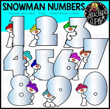 Snowman Numbers Clip Art Set {Educlips Clipart}