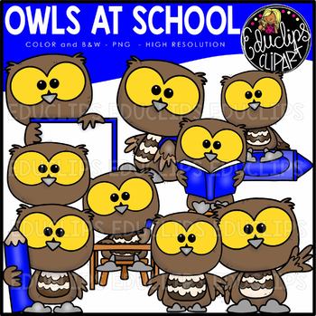 Owls At School Clip Art Set {Educlips Clipart}