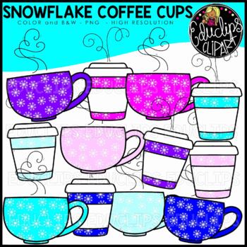 Snowflake Coffee Cups Clip Art Set {Educlips Clipart}