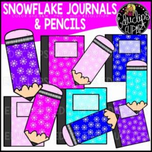 Snowflake Journals & Pencils Clip Art Set {Educlips Clipart}