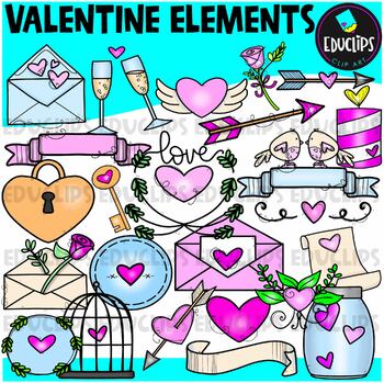 Valentine Elements Clip Art Set {Educlips Clipart}