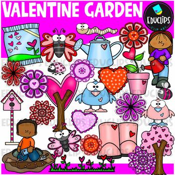 Valentine Garden Clip Art Set {Educlips Clipart}