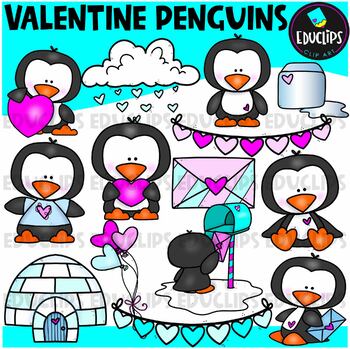 Valentine Penguin Clip Art Set {Educlips Clipart}
