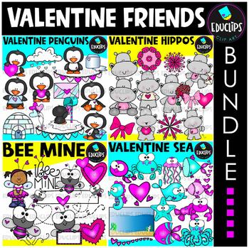 Valentine Friends Clip Art Bundle {Educlips Clipart}