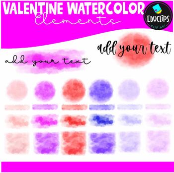 Valentine Watercolor Elements Clip Art Set {Educlips Clipart}