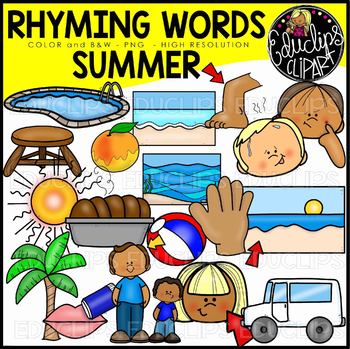 Summer Rhyming Words Clip Art Set {Educlips Clipart}