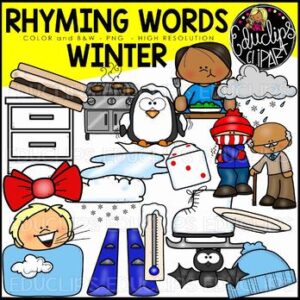 Winter Rhyming Words Clip Art Set {Educlips Clipart}