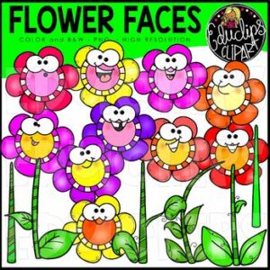 Happy Flower Faces Clip Art Set {Educlips Clipart}