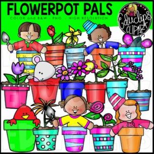 Flowerpot Pals Clip Art Set {Educlips Clipart}