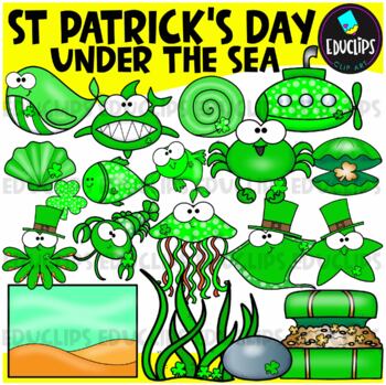 St Patrick's Day Under the Sea Clip Art Set {Educlips Clipart}