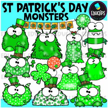 St Patrick's Day Monsters Clip Art Set {Educlips Clipart}