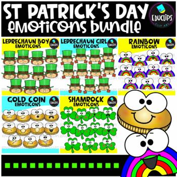 St. Patrick's Day Emoticons Clip Art Bundle {Educlips Clipart}