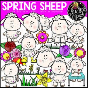 Spring Sheep Clip Art Set {Educlips Clipart}