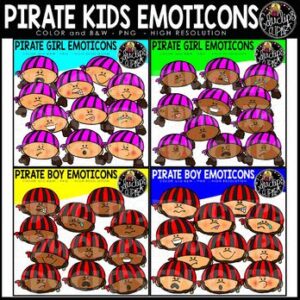 Pirate Kids Emoticons Clip Art Bundle {Educlips Clipart}