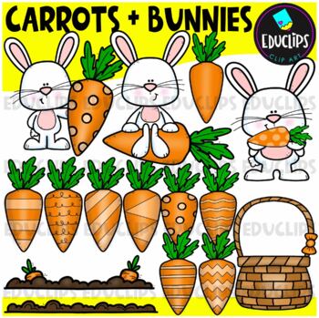 Carrots & Bunnies Clip Art Set {Educlips Clipart}