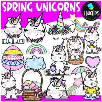 Spring Unicorns Clip Art Set {Educlips Clipart}