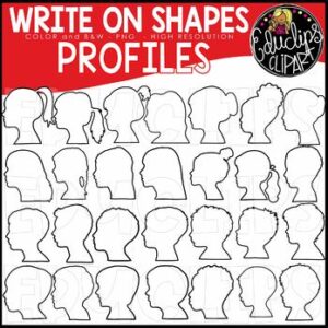 Write on Picture Shapes - Profiles Template Clip Art Bundle {Educlips Clipart}