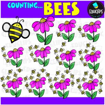 Counting Bees Clipart Set {Educlips Clipart}