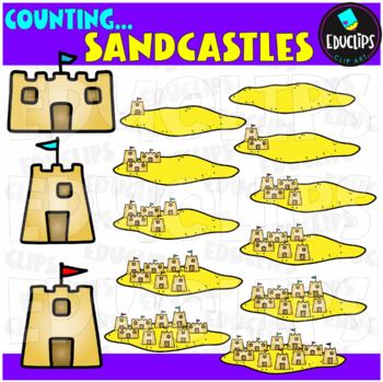 Counting Sandcastles Clipart Set {Educlips Clipart}