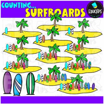 Counting Surfboards Clipart Set {Educlips Clipart}