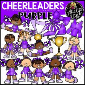 Cheerleaders Clip Art Set - PURPLE {Educlips Clipart}