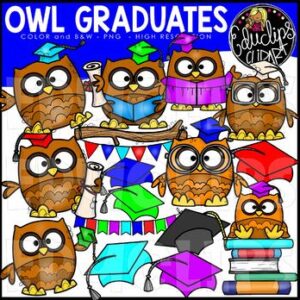 Owl Graduates Clip Art Set {Educlips Clipart}