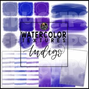 Watercolor Textures - Indigo - Clipart Set {Educlips Clipart}
