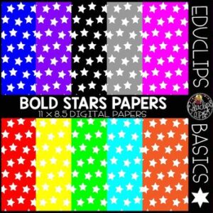 Educlips Basics ~ Bold Stars Digital Papers Clip Art Set {Educlips Clipart}