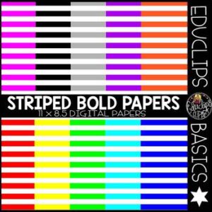 Educlips Basics ~ Bold Striped Digital Papers Clip Art Set {Educlips Clipart}