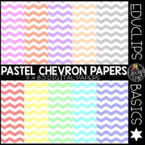 Educlips Basics ~ Pastel Chevron Digital Papers Clip Art Set {Educlips Clipart}