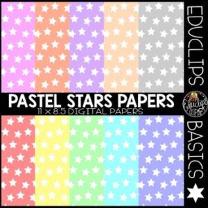 Educlips Basics ~ Pastel Stars Digital Papers Clip Art Set {Educlips Clipart}